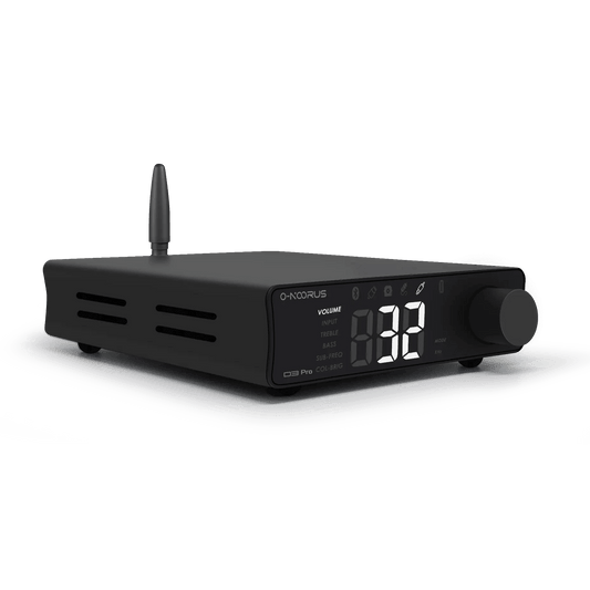 Black high-performance TPA3255 amplifier with digital display, volume control, input options, and Bluetooth connectivity, SKU: D3 PRO-3