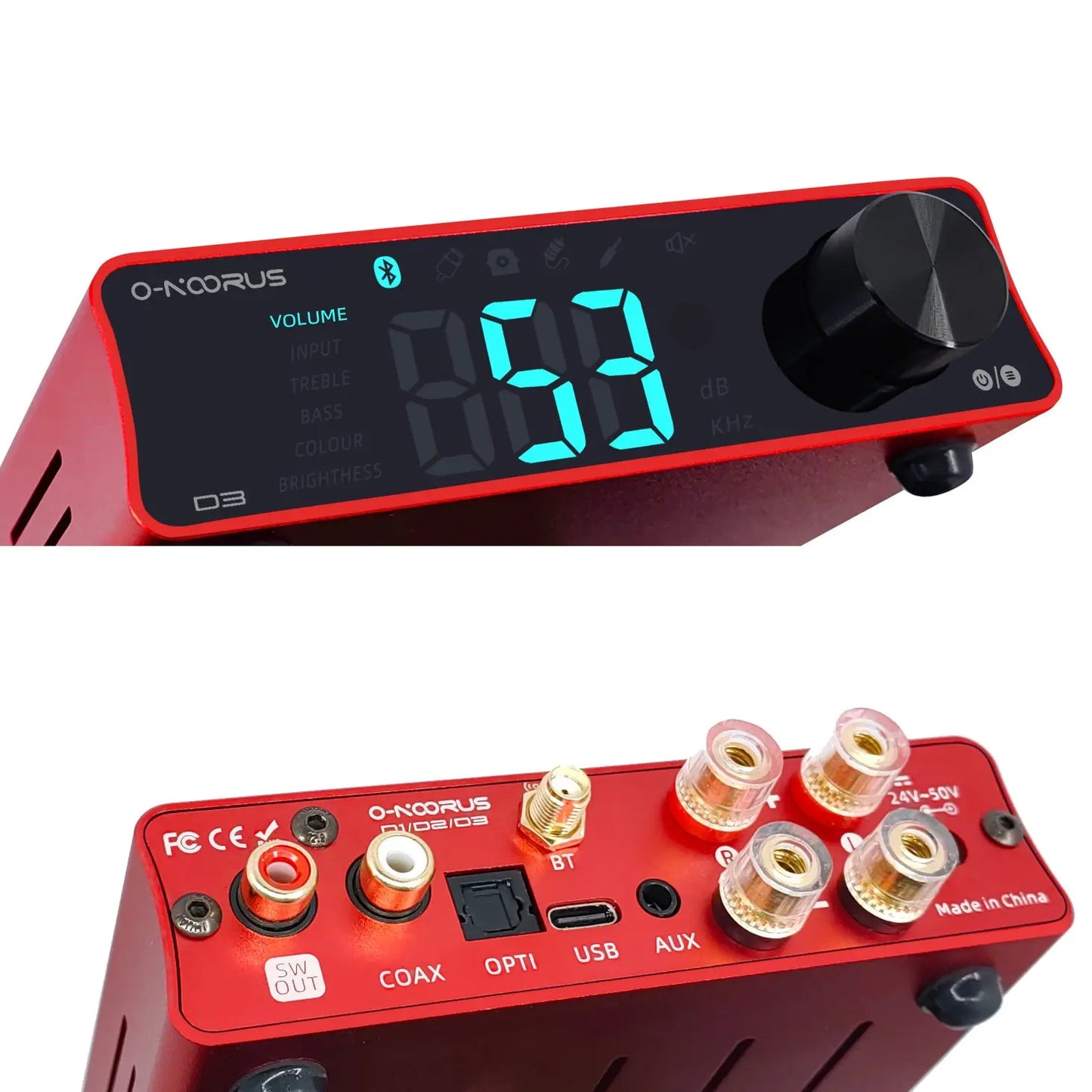 O-NOORUS D3 TPA3255 Stereo Power Amplifier 300Wx2 with Bluetooth USB Optical Coaxial AUX,Bass Treble For Home Theater onoorus audio