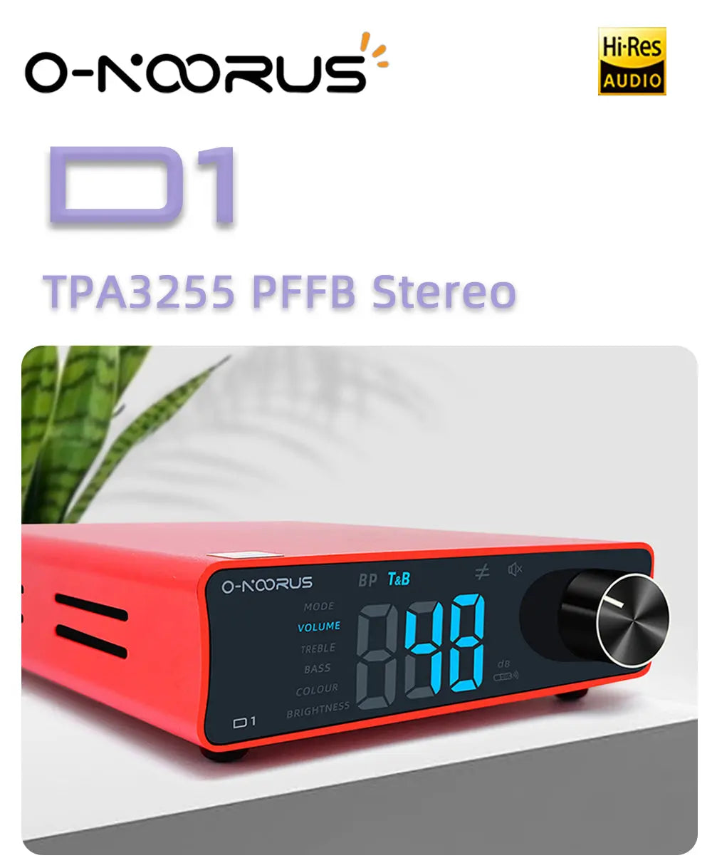 O-NOORUS D1 TPA3255 PFFB Stereo Power Amplifier 300Wx2 with Treble Bass Tone,Subwoofer,Pre-out, for Home Theater onoorus audio