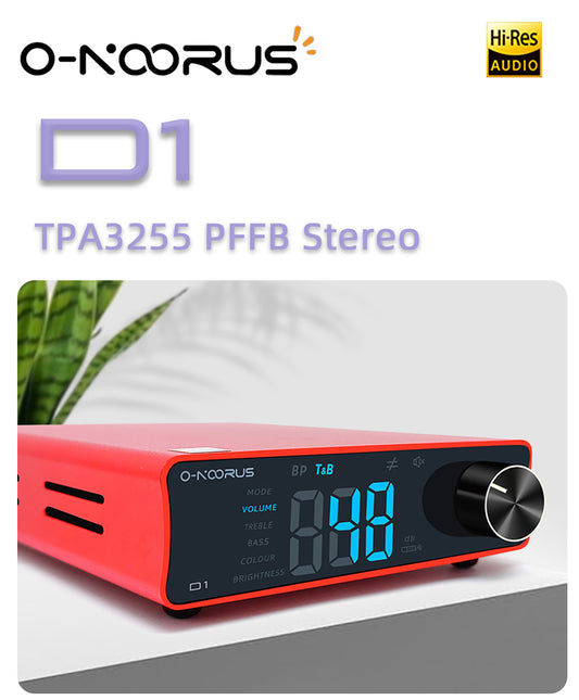 O-NOORUS D1 TPA3255 PFFB Stereo-Leistungsverstärker 300 W x 2 mit Höhen-Bass-Ton, Subwoofer, Pre-Out, für Heimkino