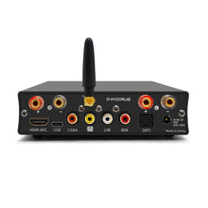 O-NOORUS D4 TPA3255 PFFB stereo amplifier with HDMI ARC Bluetooth USB Optical Coaxial RCA input, bass, middle, and treble tone and bypass onoorus audio