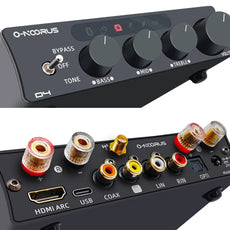 O-NOORUS D4 TPA3255 PFFB stereo amplifier with HDMI ARC Bluetooth USB Optical Coaxial RCA input, bass, middle, and treble tone and bypass onoorus audio