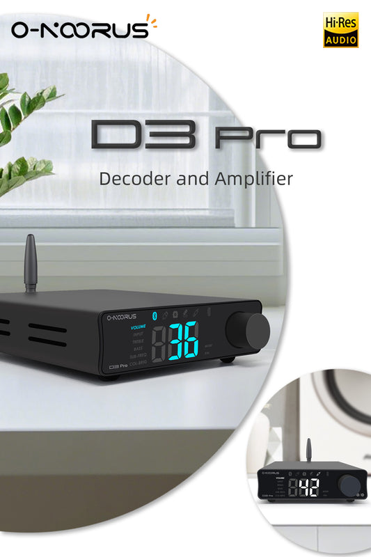 O-NOORUS D3 PRO TPA3255 PFFB Stereo Amplifier and Decoder with HDMI ARC Bluetooth5.4 USB Optical Coaxial RCA input