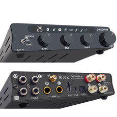 O-NOORUS D4 II TPA3255 PFFB stereo amplifier with HDMI ARC Bluetooth USB Optical Coaxial RCA input, bass, middle, and treble tone and bypass