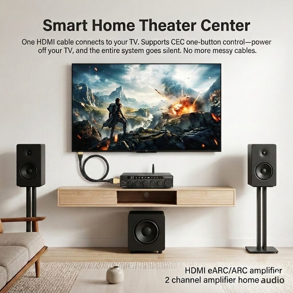 O-NOORUS D4 PRO TPA3255 PFFB Stereo High-pass filter and Low-pass filter Amplifier with Balance HDMI ARC Bluetooth USB Optical Coaxial RCA input, 3-Band Stereo EQ Tone and Bypass