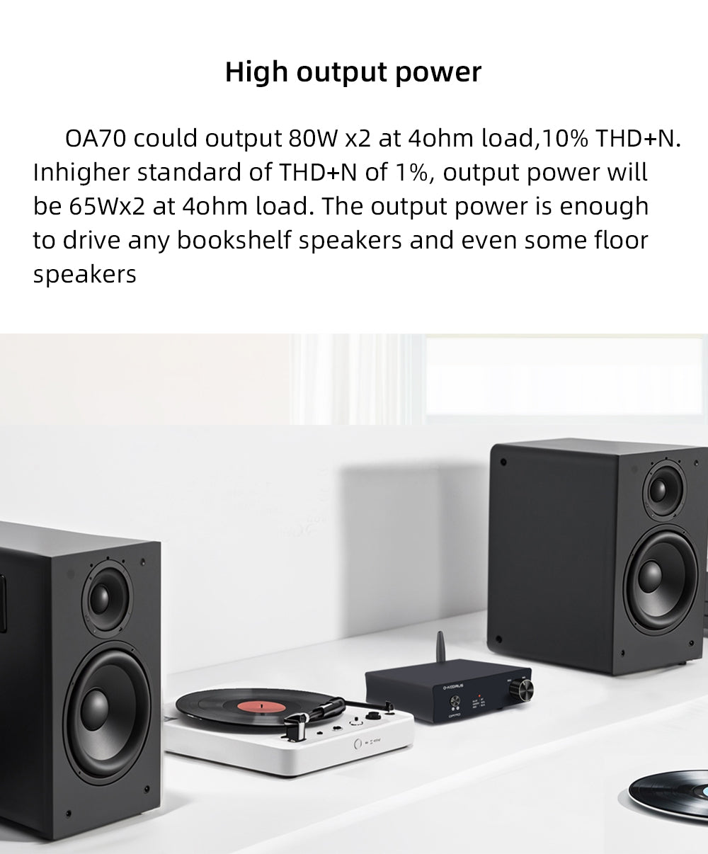 O-NOORUS OA36S Dual MA12070x2 Vollsymmetrischer HIFI-Leistungsverstärker der Klasse D Bluetooth 5.0-Lautsprecherempfänger Aptx RCA TRS-Eingang 