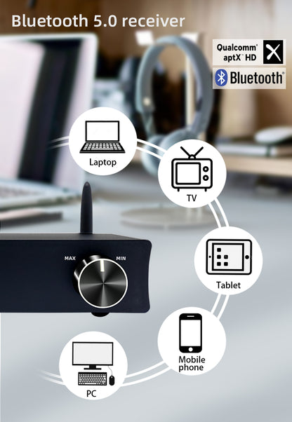 O-NOORUS OA36S Dual MA12070x2 Vollsymmetrischer HIFI-Leistungsverstärker der Klasse D Bluetooth 5.0-Lautsprecherempfänger Aptx RCA TRS-Eingang 