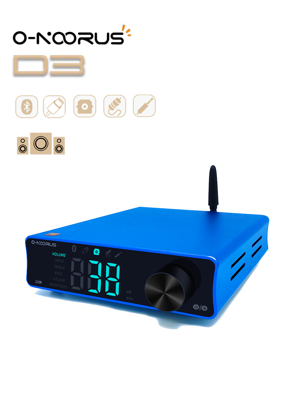 O-NOORUS D3 TPA3255 Stereo Power Amplifier 300Wx2 with Bluetooth USB Optical Coaxial AUX,Bass Treble For Home Theater