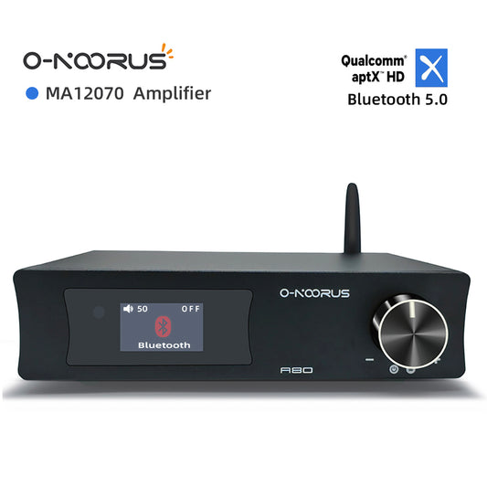O-NOORUS A80 Power Amplifier Class D MA12070 80W*2 2.1 HiFi Audio AMP USB C DAC Bluetooth 5.0 APTX-HD AUX With Remote Control